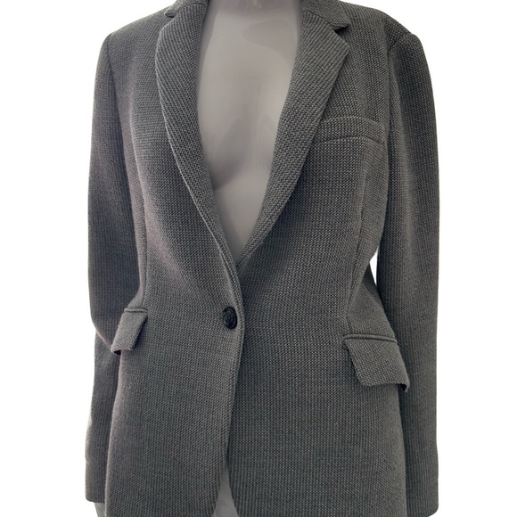 Zara Gray Blazer textured Jacket medium - Picture 8 of 9